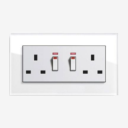 British Standard double socket outlet 250 V/13 A, deactivatable, with LED control light 